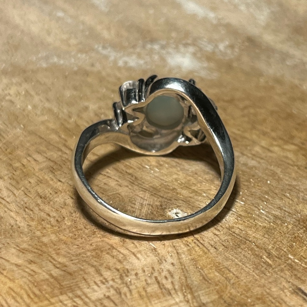 Vintage Larimar & CZ 925 Sterling Silver Ring - Picture 8 of 12